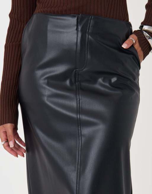 Threadbare Faux leather maxi skirt in black, 5 of 5