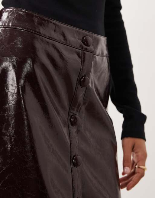 Threadbare faux leather mini skirt in plum , 3 of 5