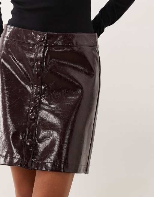 Threadbare faux leather mini skirt in plum , 5 of 5