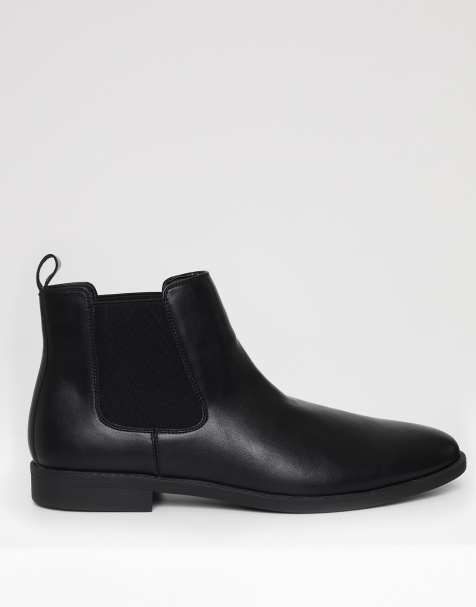 Threadbare Faux leather slip on chelsea boots in black - view 1