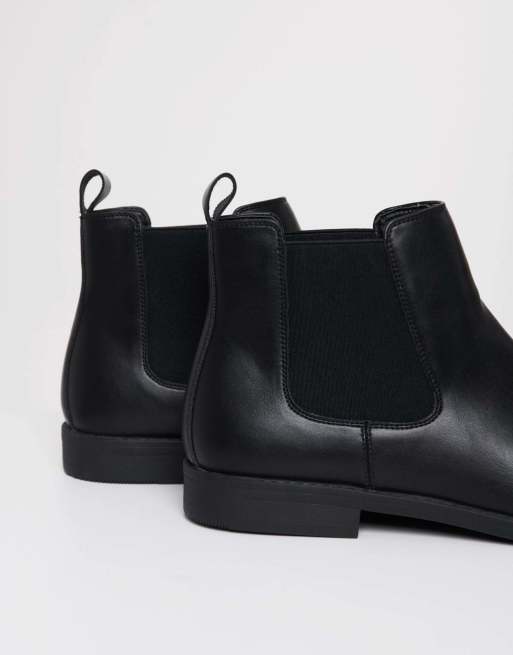 Threadbare Faux leather slip on chelsea boots in black, 3 of 4