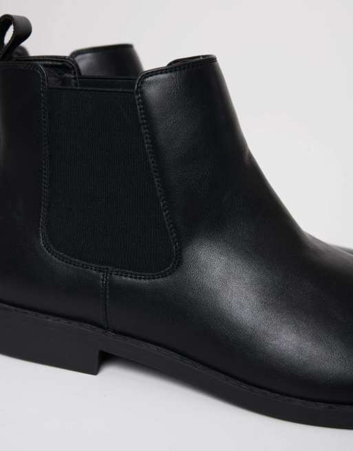 Threadbare Faux leather slip on chelsea boots in black, 4 of 4
