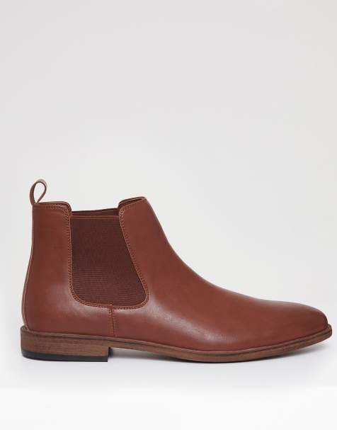 Threadbare Faux leather slip on chelsea boots in brown - view 1