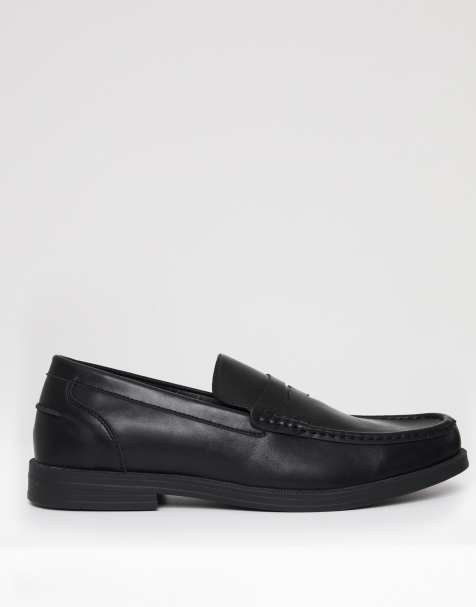 Threadbare Faux leather slip on loafers in black - view 1