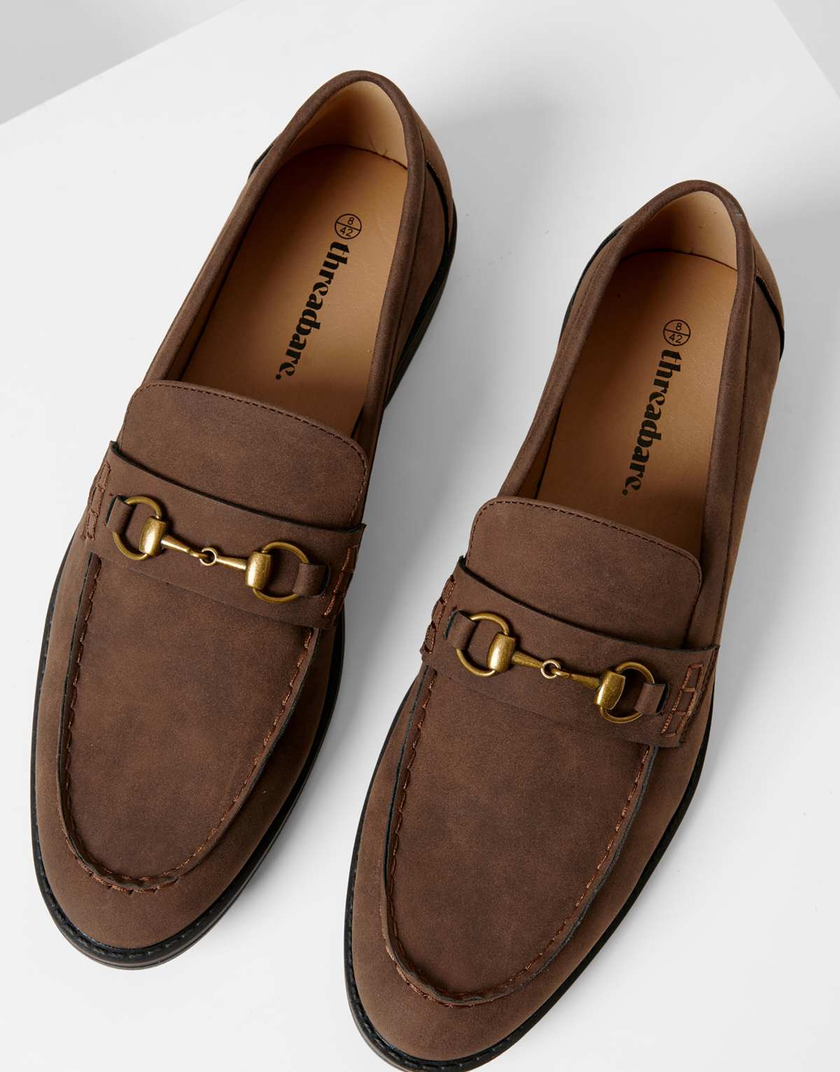 Threadbare Faux leather snaffle loafers in chocolate