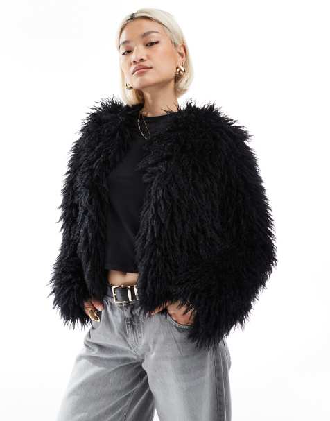 Threadbare faux shearling fur jacket in black - view 1