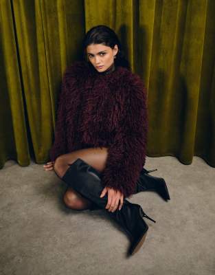 Threadbare Faux Shearling Fur Jacket In Brown