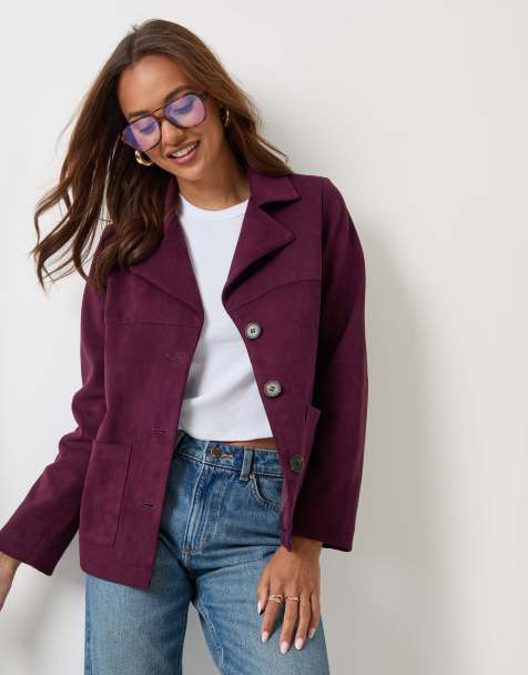 Threadbare Faux suede blazer in plum in plum - view 1