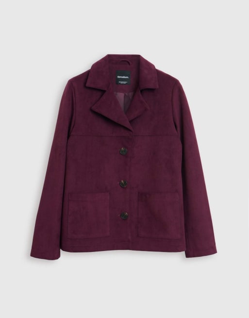 Threadbare Faux suede blazer in plum in plum, 5 of 5