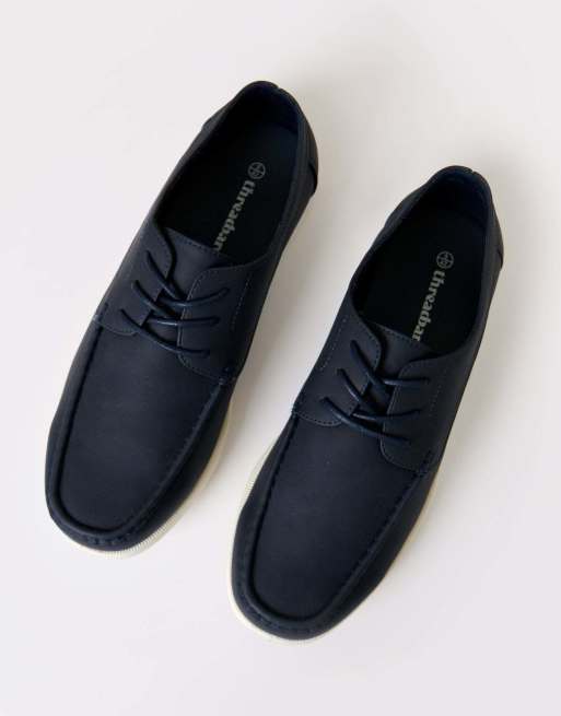 Threadbare Faux suede boat shoes in navy, 2 of 4