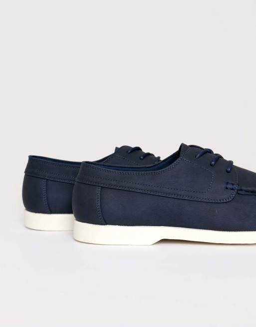 Threadbare Faux suede boat shoes in navy, 3 of 4
