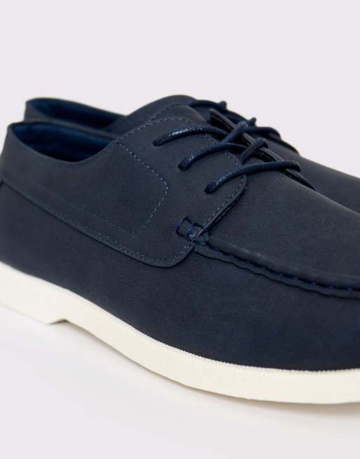 Threadbare Faux suede boat shoes in navy, 4 of 4