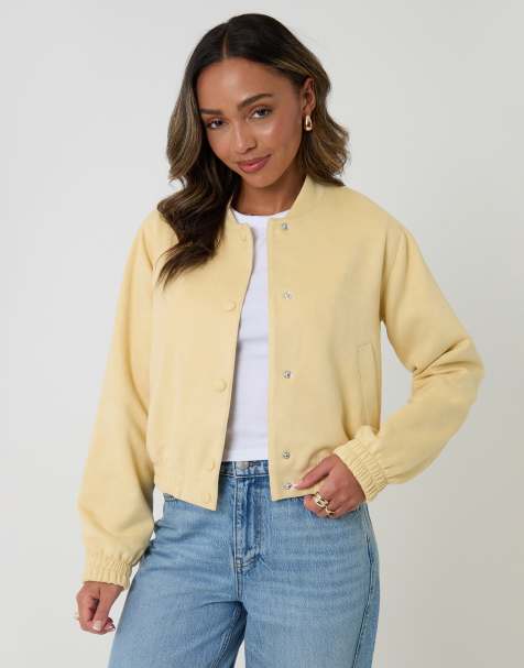 Threadbare Faux suede bomber jacket in yellow - view 1