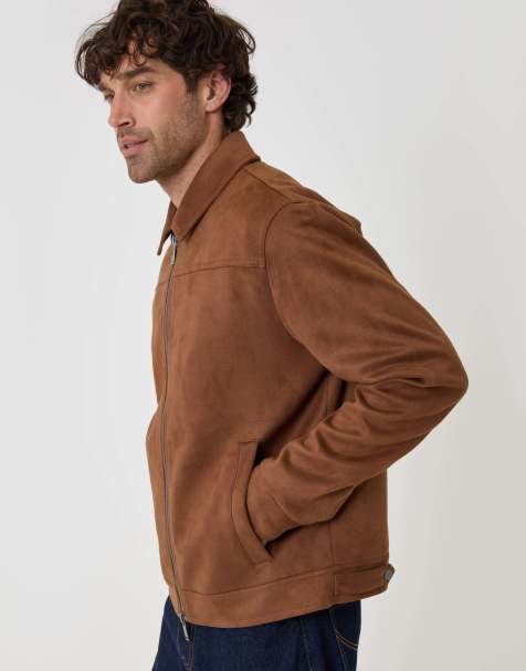Threadbare Faux suede collared jacket in taupe - view 1