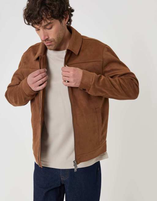 Threadbare Faux suede collared jacket in taupe, 2 of 4