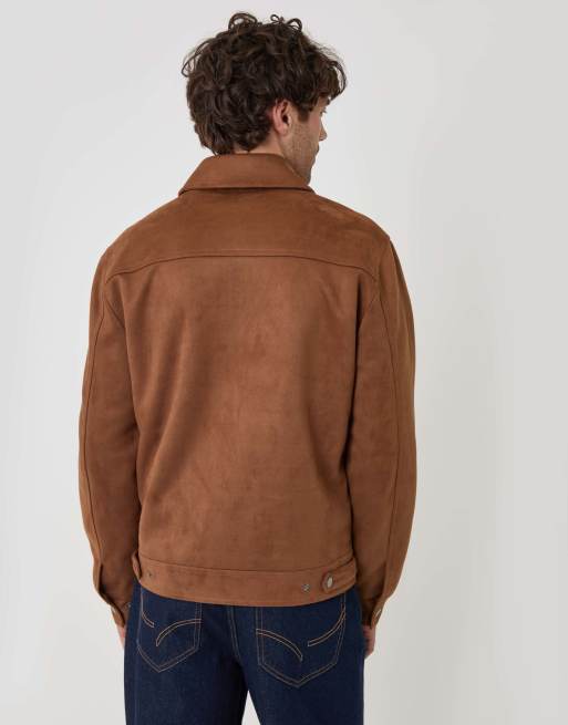 Threadbare Faux suede collared jacket in taupe, 4 of 4