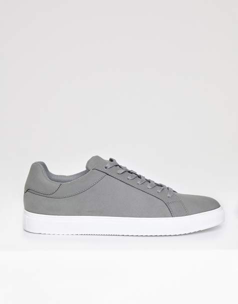 Threadbare Faux suede court trainers in grey - view 1