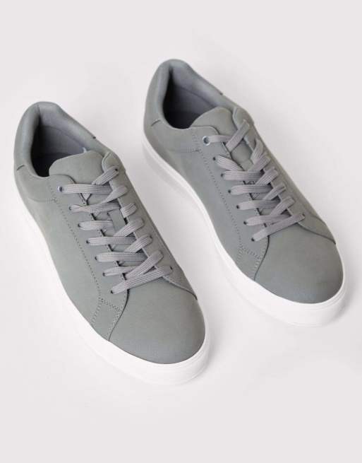 Threadbare Faux suede court trainers in grey, 2 of 5