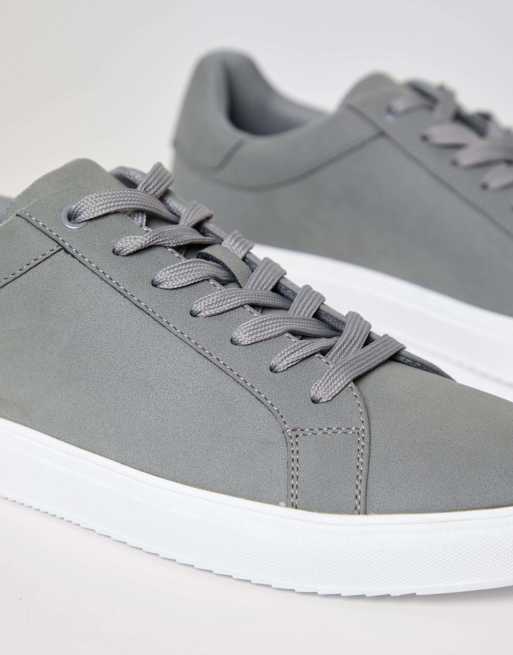 Threadbare Faux suede court trainers in grey, 4 of 5