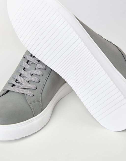 Threadbare Faux suede court trainers in grey, 5 of 5