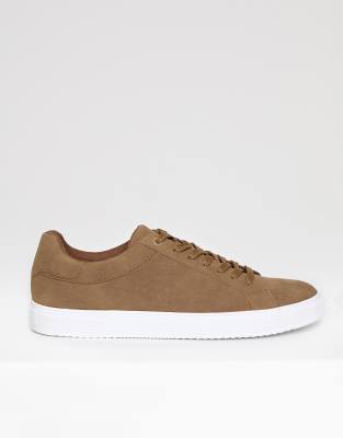  Faux suede court trainers in tan