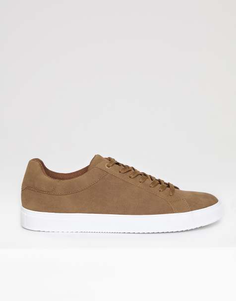 Threadbare Faux suede court trainers in tan - view 1