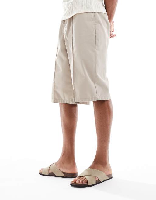Threadbare Faux suede cross strap sandals in beige