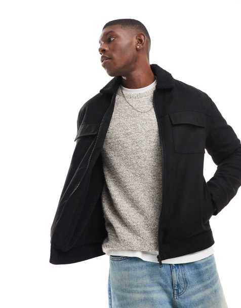 Threadbare faux suede jacket with borg lining in black - view 1