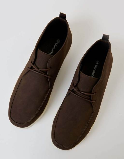Threadbare Faux suede moccasin boots in brown, 2 of 4