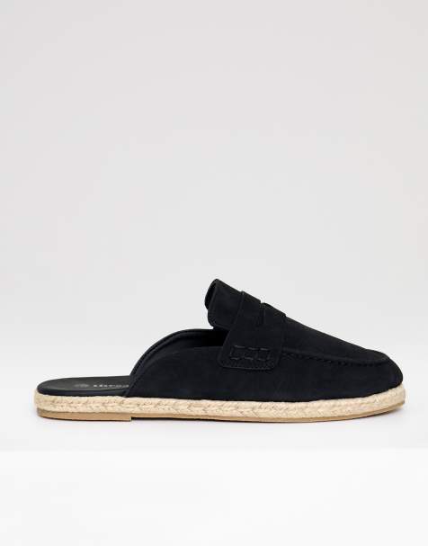 Threadbare Faux suede penny loafer sandals in black - view 1