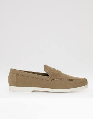  Faux suede penny loafers in beige