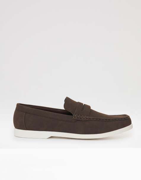 Threadbare Faux suede penny loafers in chocolate - view 1