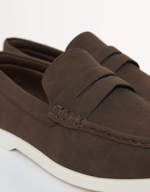 Threadbare Faux suede penny loafers in chocolate, 4 of 4