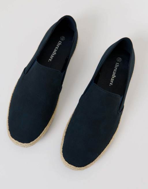 Threadbare Faux suede slip on espadrilles in navy, 2 of 4