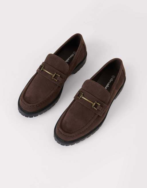 Threadbare Faux suede slip on loafer in brown, 2 of 4