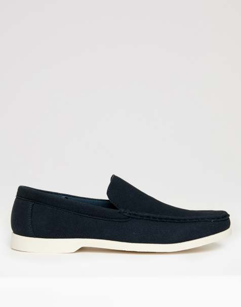 Threadbare Faux suede slip on loafers in navy - view 1