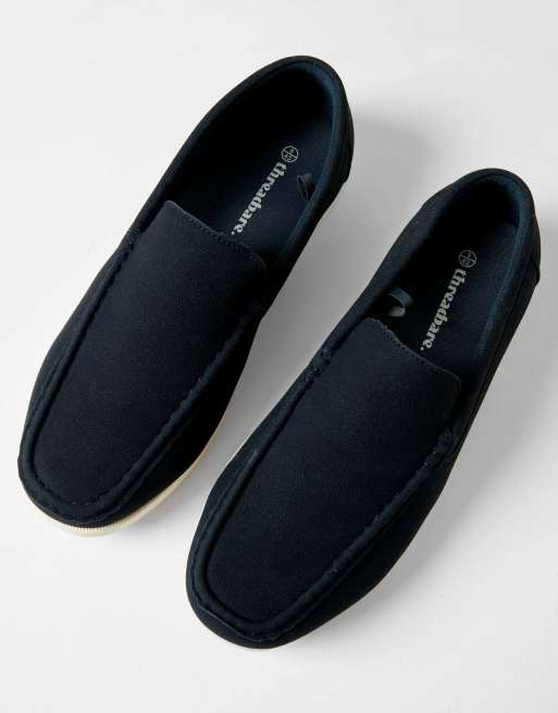 Threadbare Faux suede slip on loafers in navy, 2 of 4