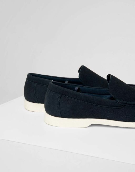 Threadbare Faux suede slip on loafers in navy, 3 of 4
