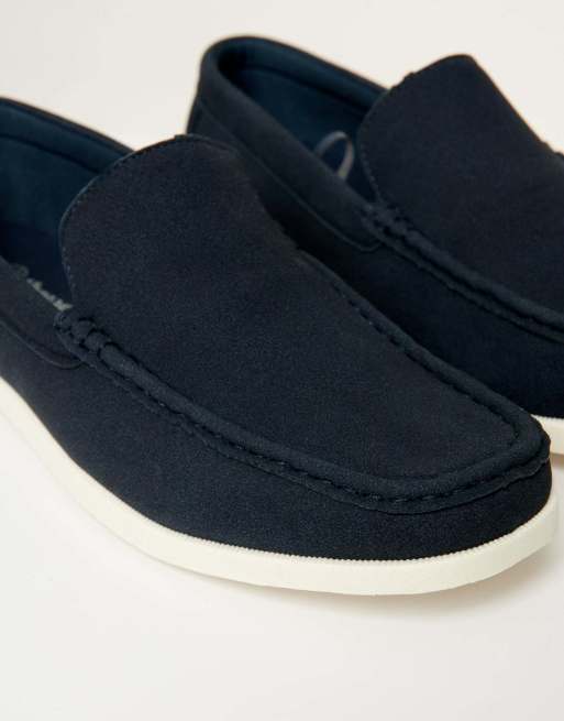 Threadbare Faux suede slip on loafers in navy, 4 of 4