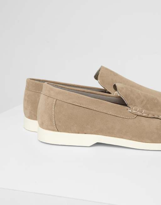 Threadbare Faux suede slip on loafers in olive, 3 of 4