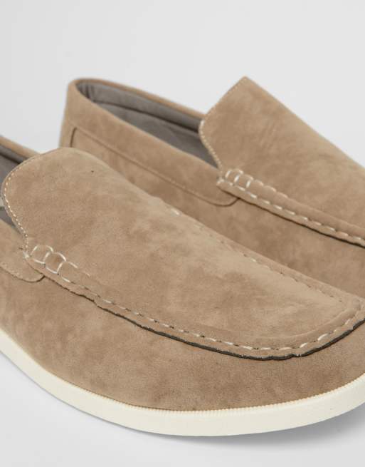 Threadbare Faux suede slip on loafers in olive, 4 of 4