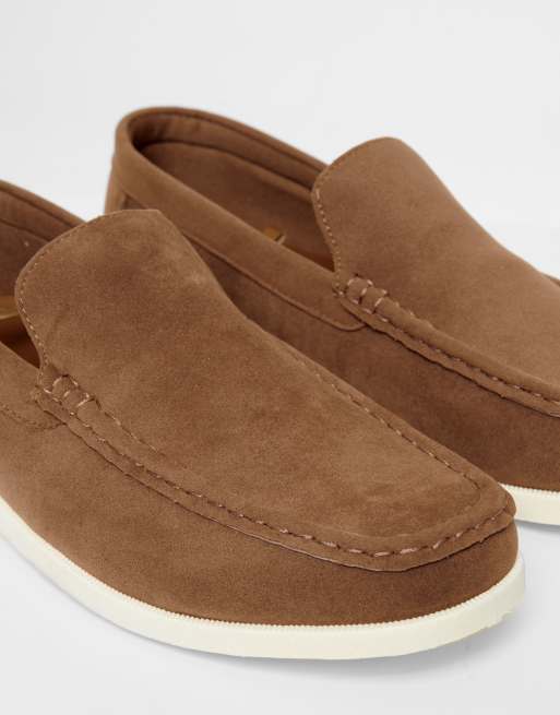 Threadbare Faux suede slip on loafers in taupe, 4 of 4
