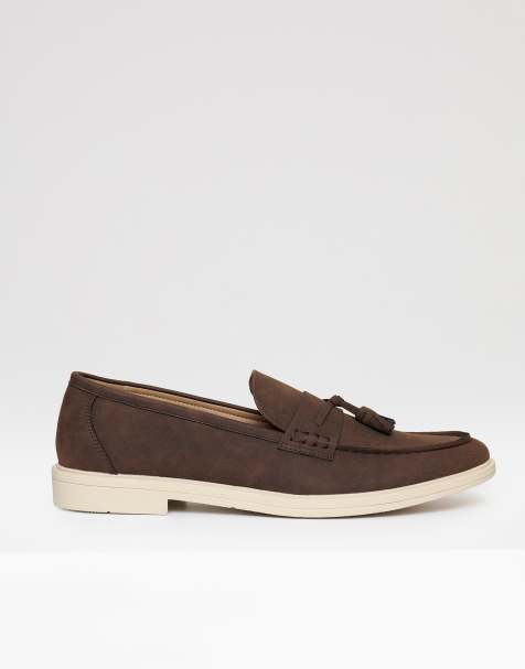 Threadbare Faux suede tassel loafers in chocolate - view 1