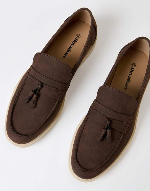 Threadbare Faux suede tassel loafers in chocolate, 2 of 4