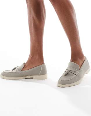  Faux suede tassel loafers in stone