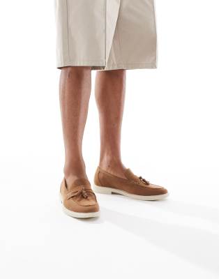  Faux suede tassel loafers in tan