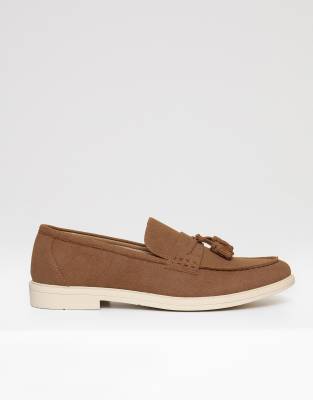  Faux suede tassel loafers in taupe