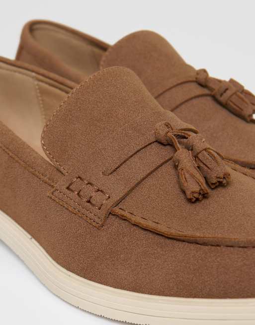 Threadbare Faux suede tassel loafers in taupe, 3 of 4