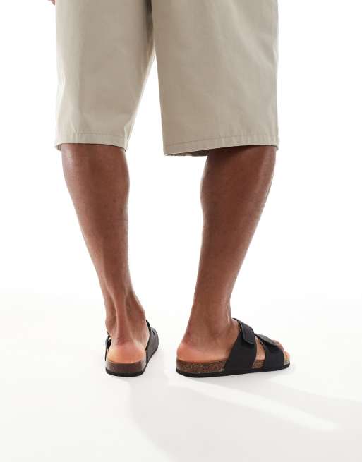 Threadbare Faux suede two strap sandals in black, 2 of 4