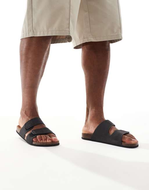 Threadbare Faux suede two strap sandals in black, 3 of 4